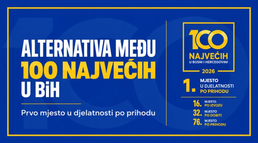 Alternativa d.o.o. Sarajevo ponovo među 100 najvećih kompanija u BiH