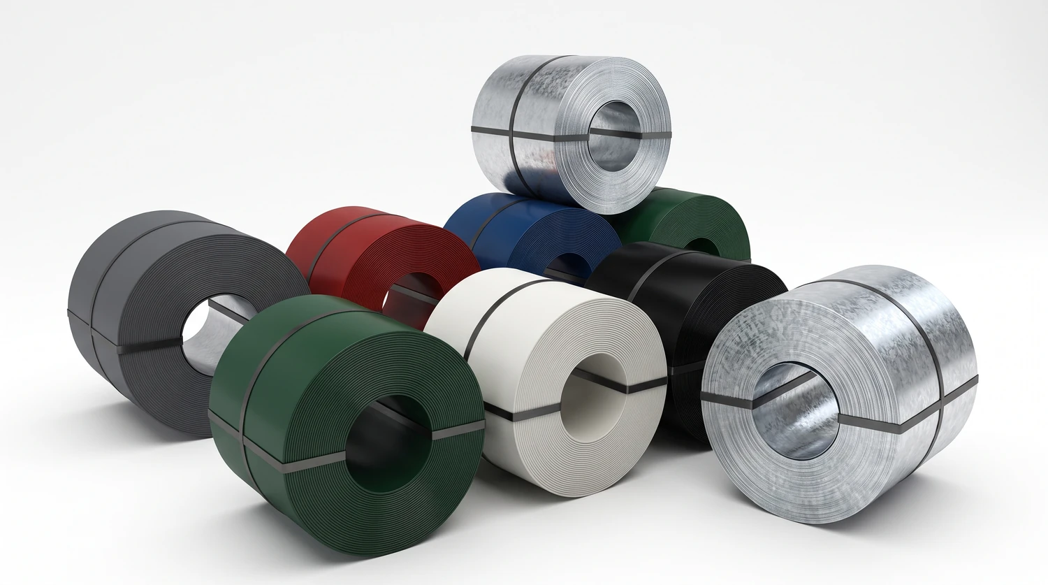 Coils of sheet in the colours from the range