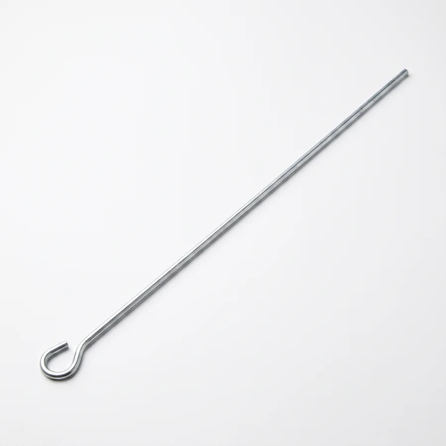 Galvanised wire with a bent eye for hanging a ceiling