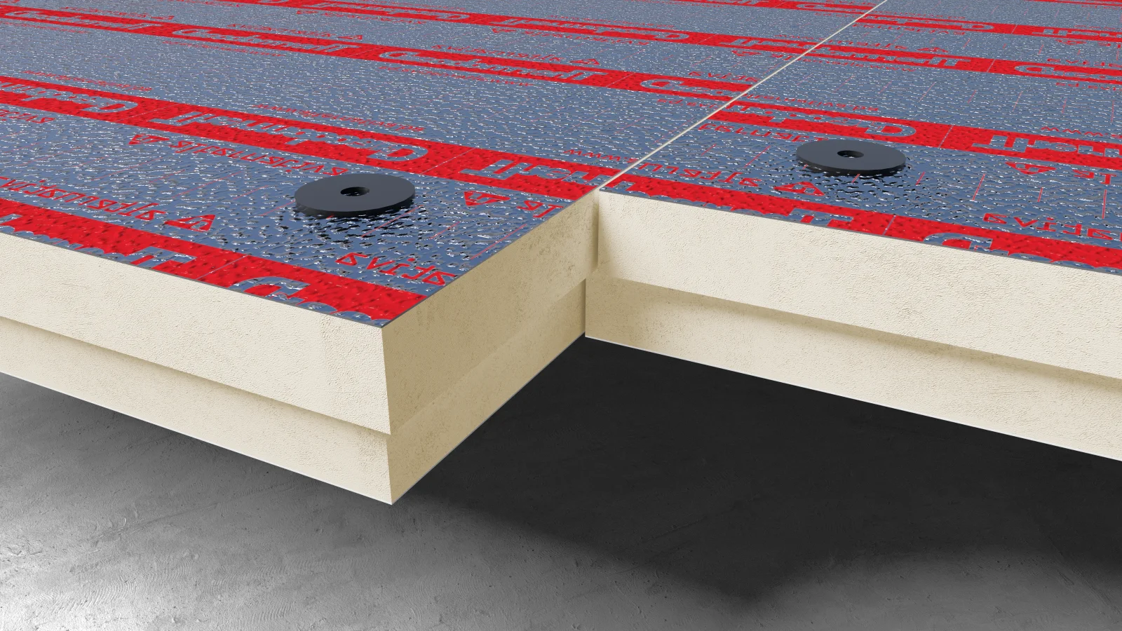 The joint between two Thermoboard boards with fasteners