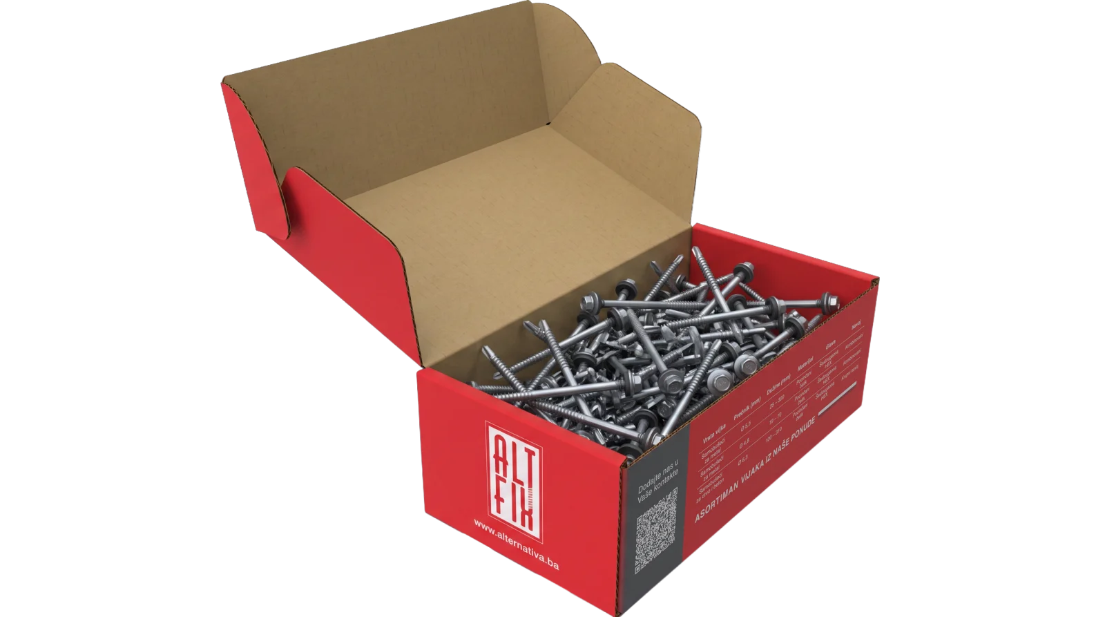 An ALTFIX box full of self-drilling screws